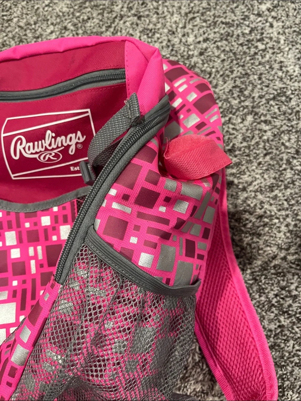 Rawlings Hot Pink Girls Softball Backpack with Gray Accents - Picture 3 of 4